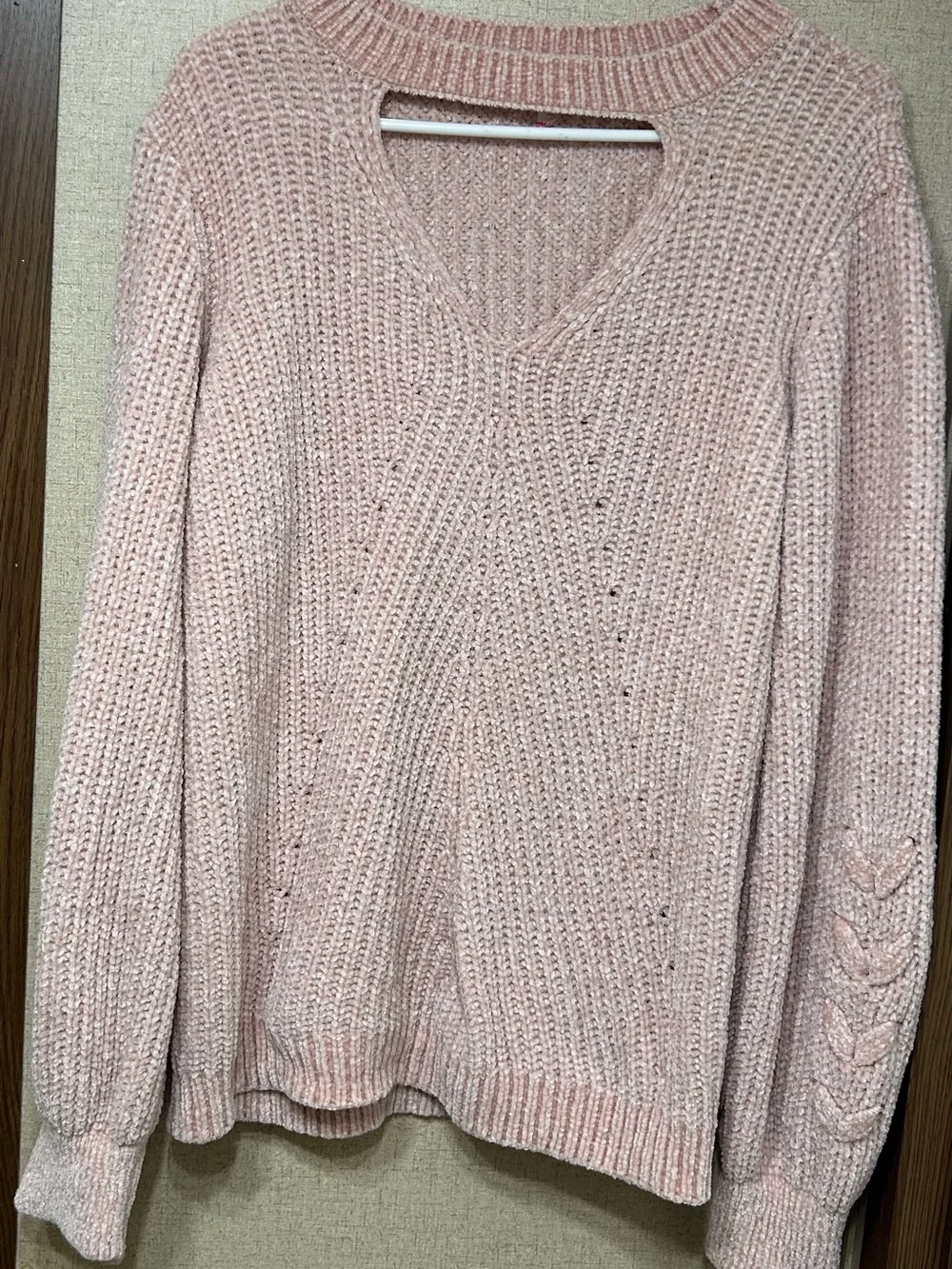 No Boundaries Blush Pink V-Neck Knit Sweater